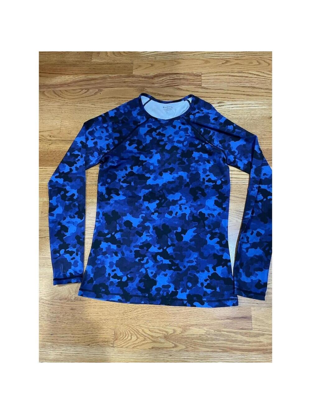 Women’s Athleta Swimming Long Sleeve Shirt Blue Patterned L Large Sunlover